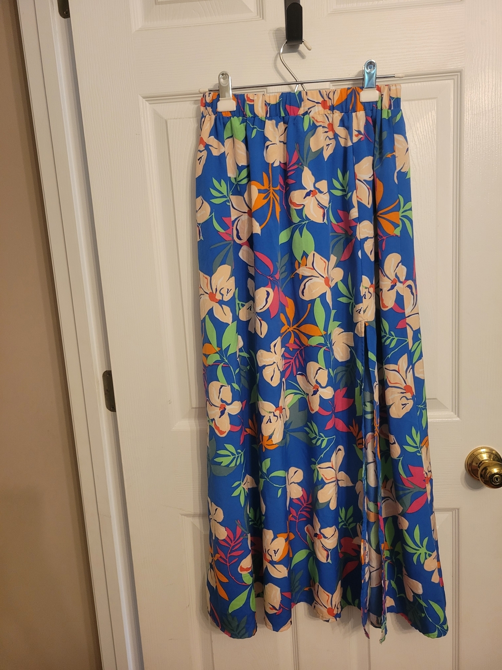 Floral A-Line Midi Skirt - Blue Floral